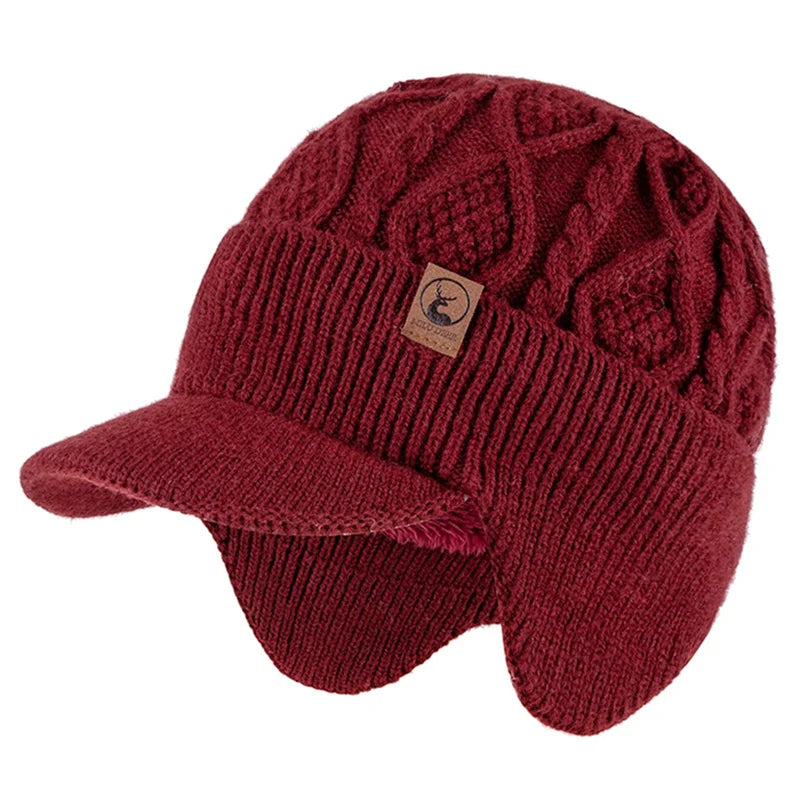 New Unisex Winter Hat Plush Fur Lined Warm Earflap Cap Stylish Soft Beanie Hat Outdoor Thick Ski Sports Knitted Hat Purest Peak